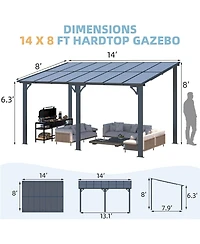 Aecojoy 14'x8' Wall Mounted Gazebos Pergola