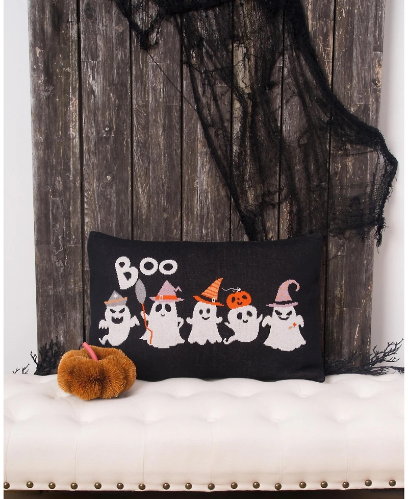 Halloween Ghosts "Boo" Cotton Blend Halloween Accent Throw Pillow 16" x 24"