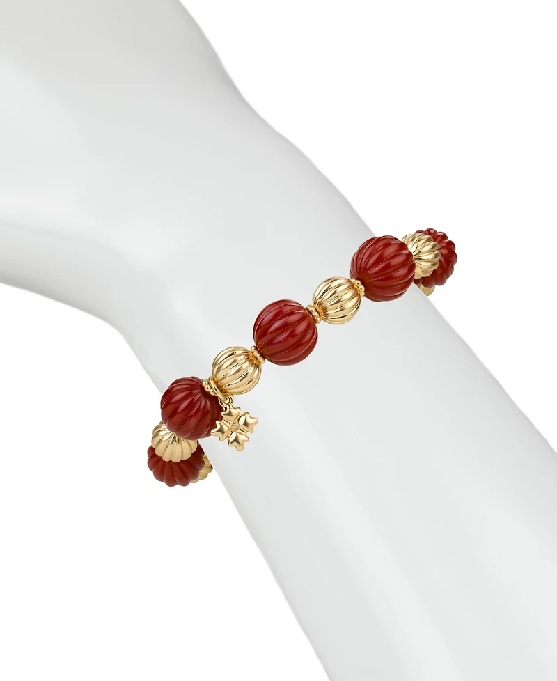 Patricia Nash Scalloped Bead Matte Gold-Tone Stretch Bracelet