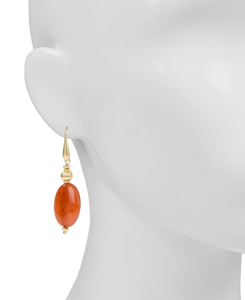 Patricia Nash Eclectic Bead Antique-Like Gold-Tone Oval Drop Wire Earrings