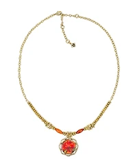 Patricia Nash Acrylic and Copper Coated Beads European Floral Tapestry Large Pendant Necklace