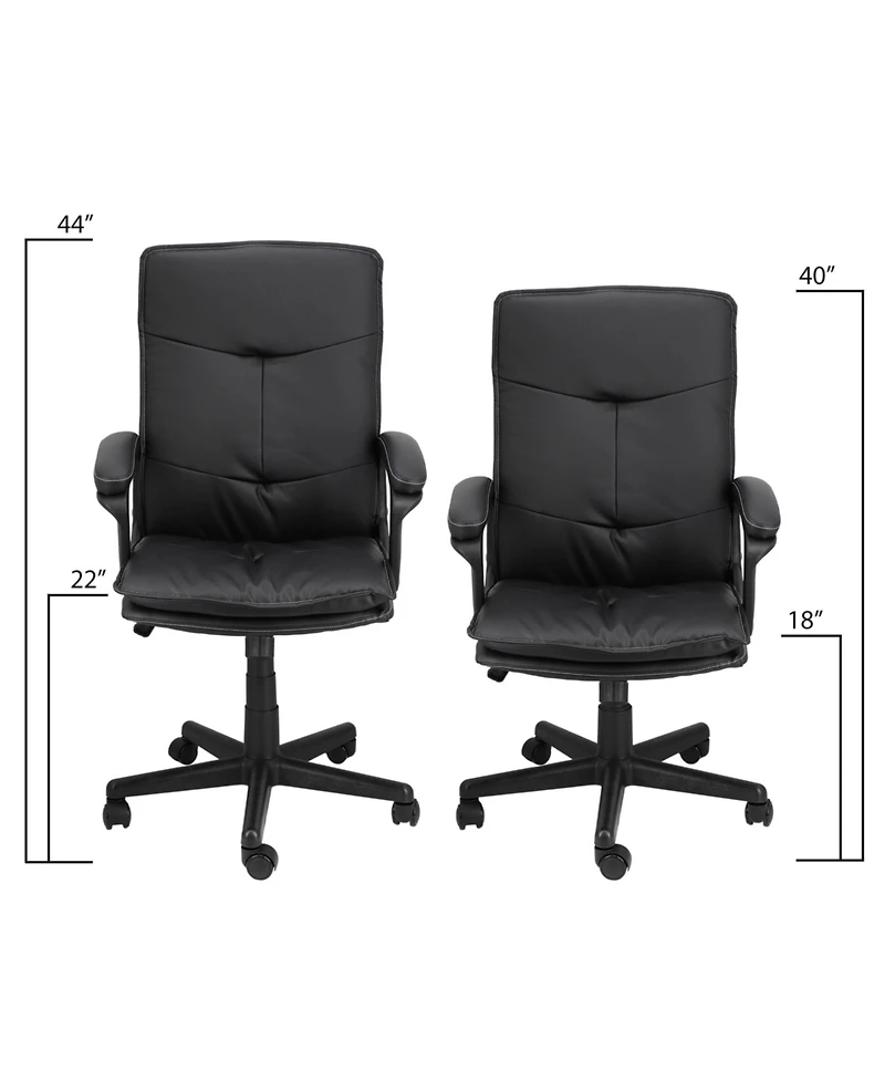 Elama High Back Tufted Faux Leather Adjustable Office Chair in Black