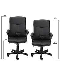 Elama High Back Tufted Faux Leather Adjustable Office Chair in Black