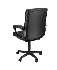 Elama Mid Back Adjustable Faux Leather Office Chair in Black