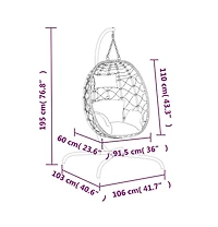 vidaXL Hanging Egg Chair Anthracite Poly Rattan, Powder-Coated Steel