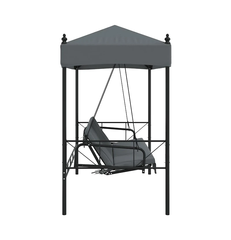 vidaXL Garden Swing Bench Dark Grey Powder-Coated Steel, Polyester