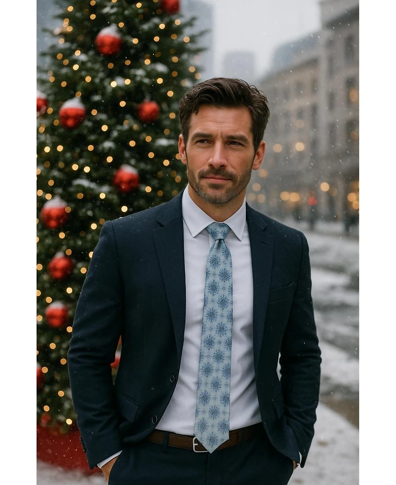 Trafalgar Men's Clarence The Classy Snowflake Silk Holiday Necktie