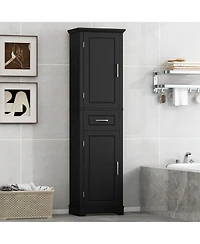 Casainc Tall Bathroom Storage Cabinet, Freestanding with Two Doors and Adjustable Shelves