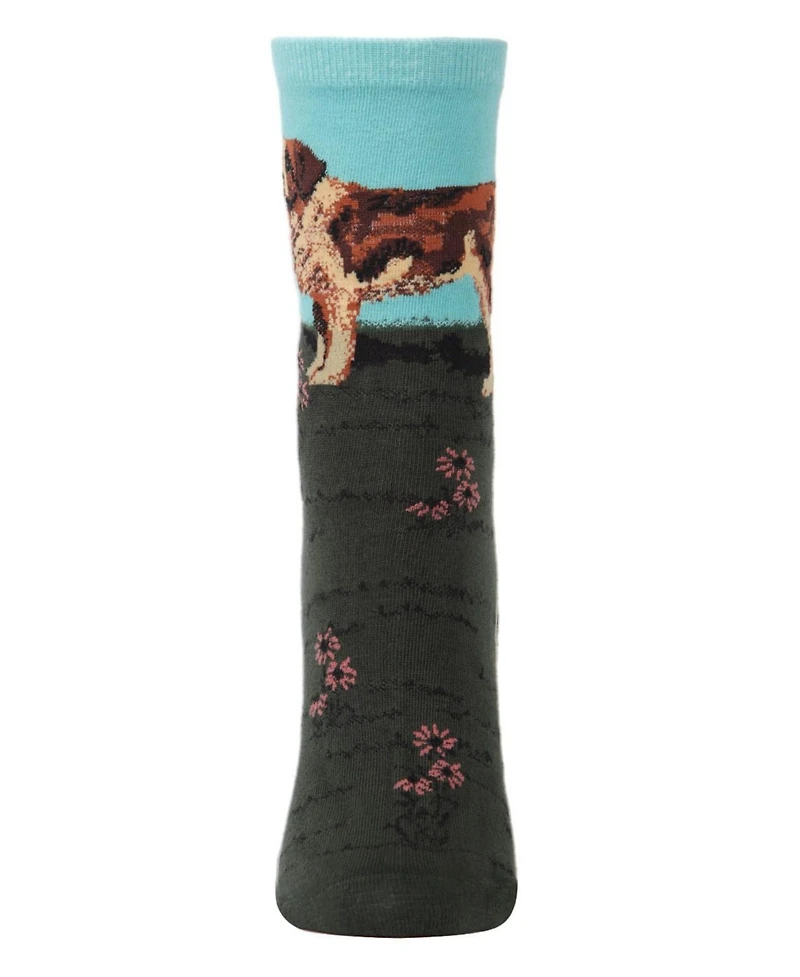 MeMoi Women's Saint Bernard Limited Edition Art Cotton Blend Crew Sock