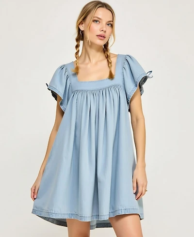 Modenaire Women's Flutter-Sleeve Babydoll Dress