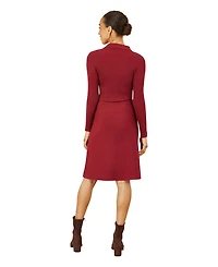 Yumi Women's Belted Rib Knit Midi Dress With Pockets