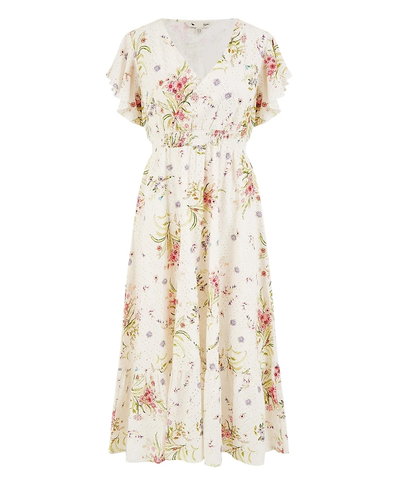 Yumi Women's Floral Broderie Anglaise Wrap Midi Dress