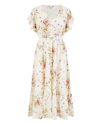 Yumi Women's Floral Broderie Anglaise Wrap Midi Dress