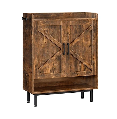 Country Style 5-Tier Shoe Cabinet with Barn-Inspired Doors Rustic Brown