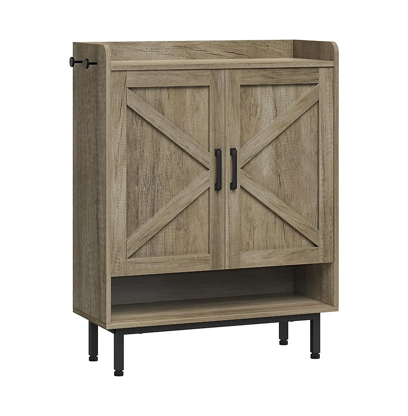 Country Style 5-Tier Shoe Cabinet with Barn-Inspired Doors Rustic Brown