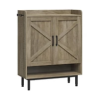 Country Style 5-Tier Shoe Cabinet with Barn-Inspired Doors Rustic Brown