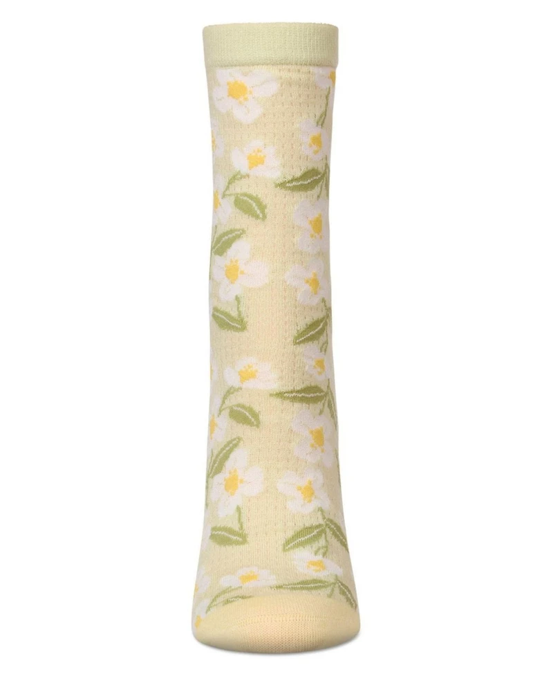 MeMoi Women's Daisy Pointelle Crew Socks
