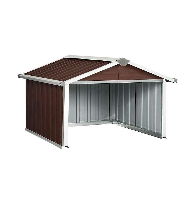 vidaXL Garden Shed Brown Galvanized Steel Medium Durable Garden Shed
