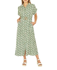 Yumi Women's Midi Shirt Dress With Matching Belt