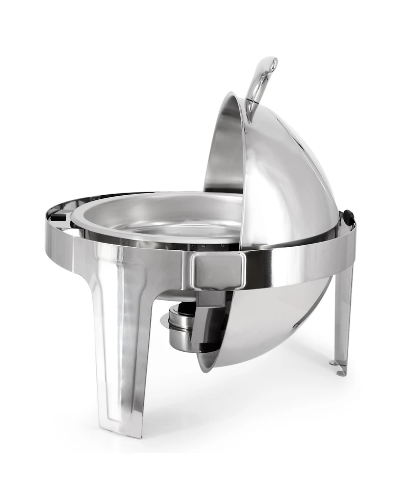 MegaChef 6.3 Quart Round Stainless Steel Dome Roll Top Professional Chafing Dish/Food Warmer/Buffet Server Serving Dish with Windown