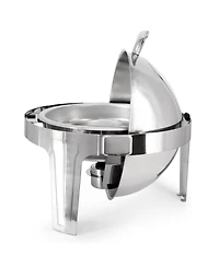 MegaChef 6.3 Quart Round Stainless Steel Dome Roll Top Professional Chafing Dish/Food Warmer/Buffet Server Serving Dish with Windown
