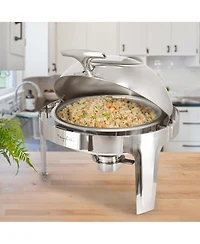 MegaChef 6.3 Quart Round Stainless Steel Dome Roll Top Professional Chafing Dish/Food Warmer/Buffet Server Serving Dish with Windown