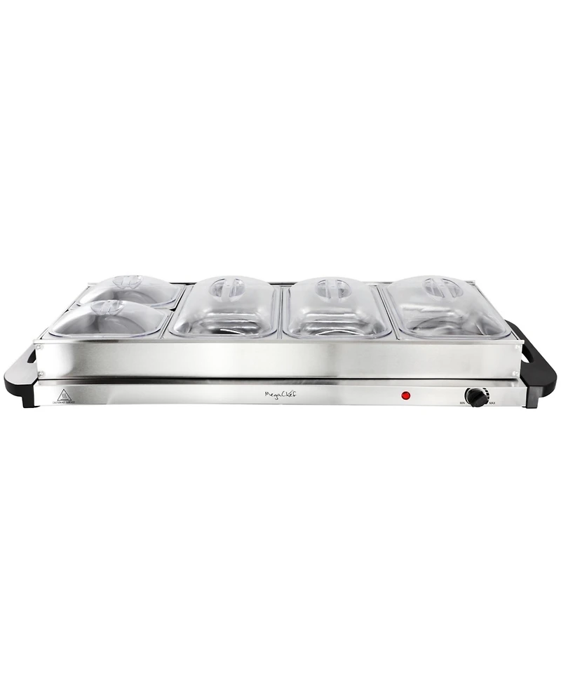 MegaChef Buffet Server & Food Warmer With 5 Removable Sectional Trays , Heated Warming Tray and Removable Tray Frame