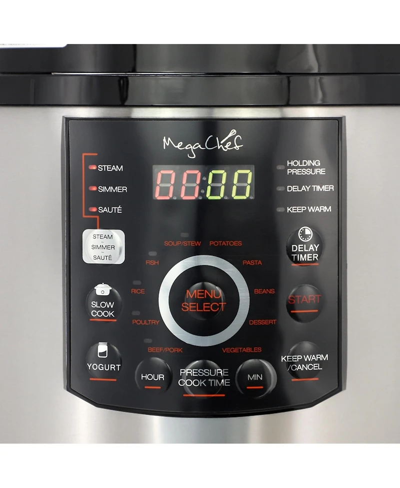 Megachef 12 Quart Steel Digital Pressure Cooker with Stainless Steel Pot