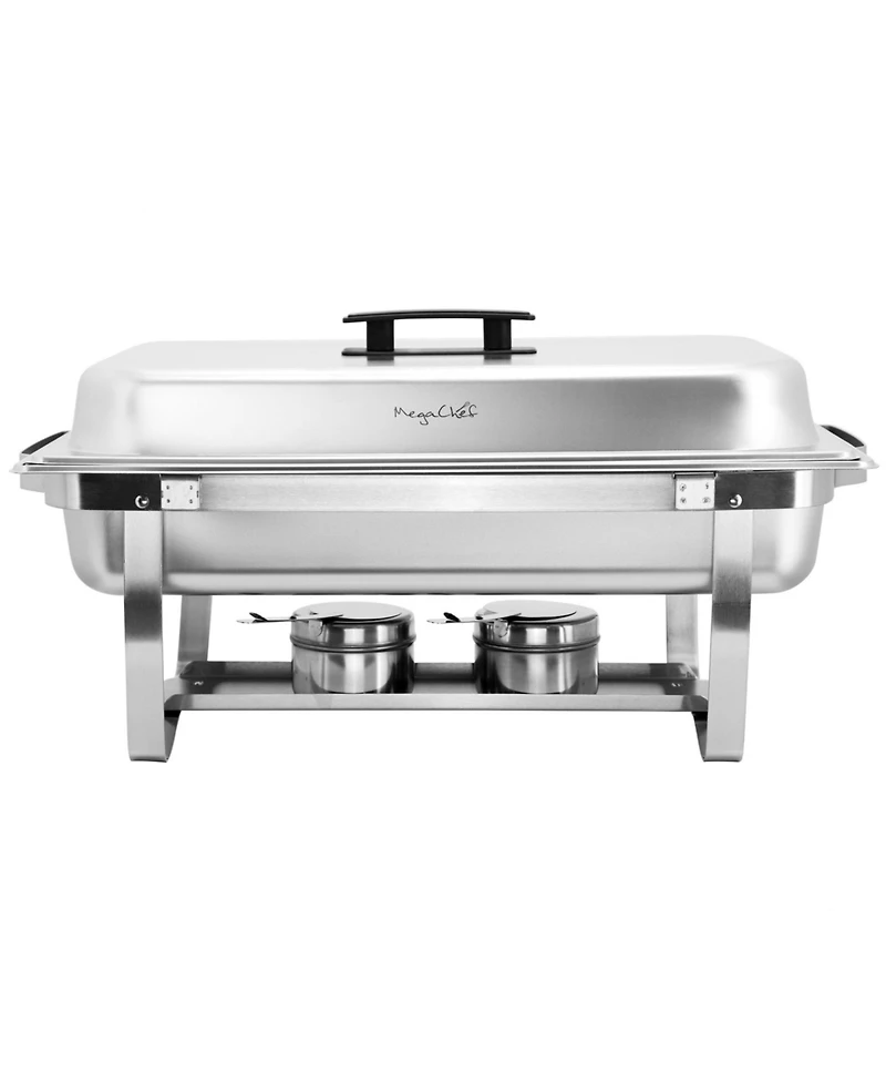 MegaChef 9.5 Quart Foldable Stainless Steel Professional Chafing Dish/Food Warmer/Buffet Server Serving Trays, Set of 2