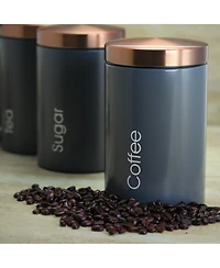 MegaChef Essential Kitchen Storage 3 Piece Sugar, Coffee and Tea Canister Set in Matte Gray