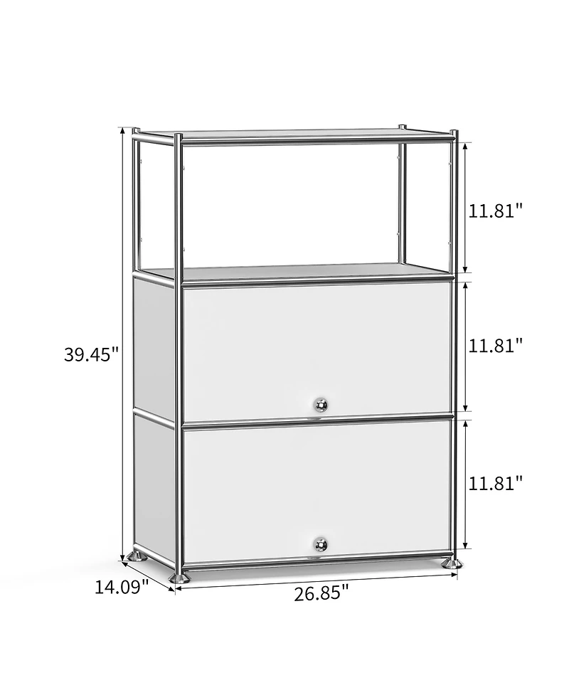 Mega Casa 3-Tier Storage Cabinet Metal Shelving Unit – Multi-Functional Kitchen Organizer, White