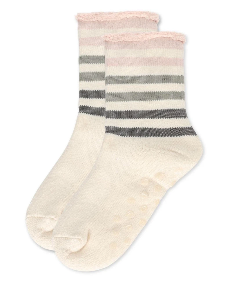 MeMoi Women's Rugby Stripe Cozy Warm Thermal Crew Socks