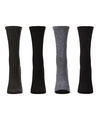 MeMoi Women's 4 Pair Pack Textured Buttersoft Crew Socks