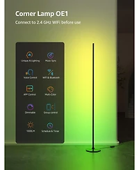 Lepro OE1 55 in. Smart Rgbww Black Standard Floor Lamp, 1000 Lm Dimmable Color Changing Accent Light for bedroom living room