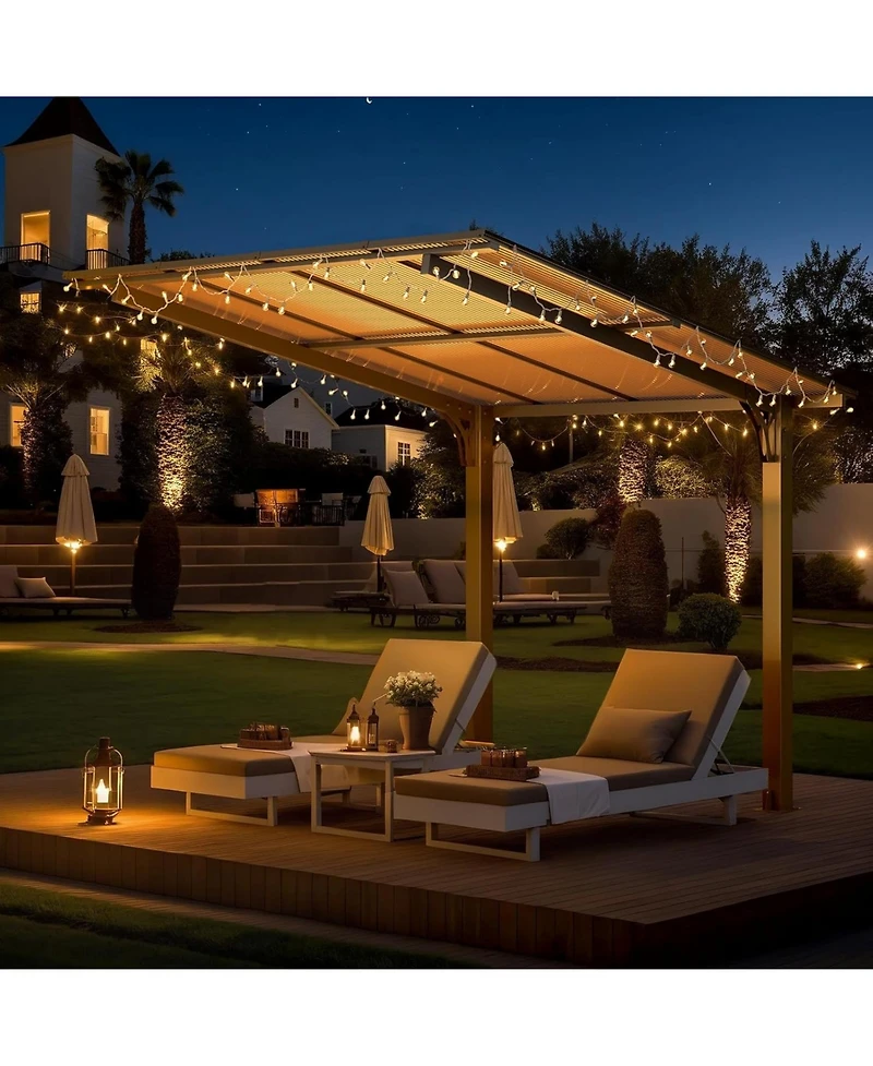 Aecojoy 8' x 8' Gazebo for Patio, Freestanding Lean to Hard Top Gazebo Carport Shelter
