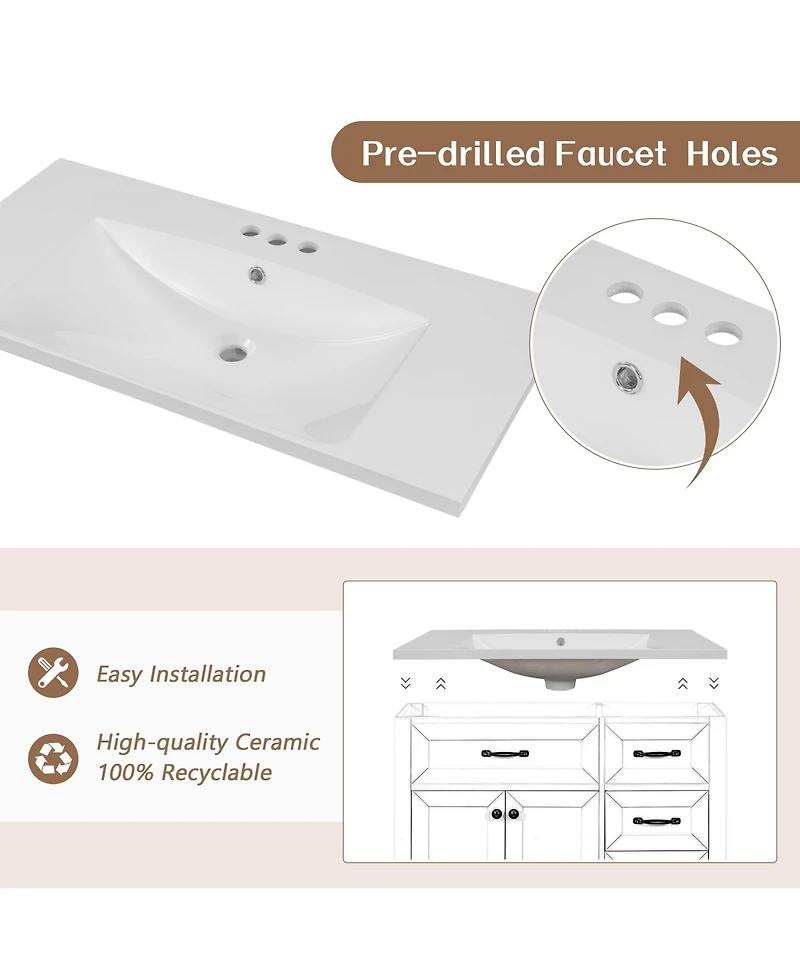 Casainc 36" Bathroom Vanity with Sink Combo, Cabinet with Drawers, Solid Frame and Mdf Board