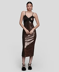 Avec Les Filles Women's Lace Trim Sequin Cami Midi Dress