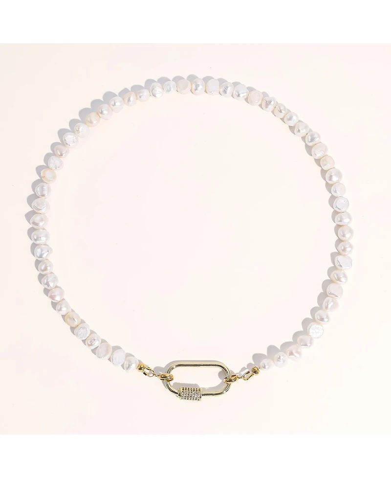 18K Gold Freshwater Pearl with Lock - Taylor Necklace - Medium