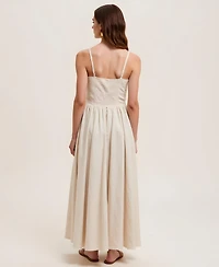 Modenaire Women's Button Front Spaghetti Straps Midi Dress