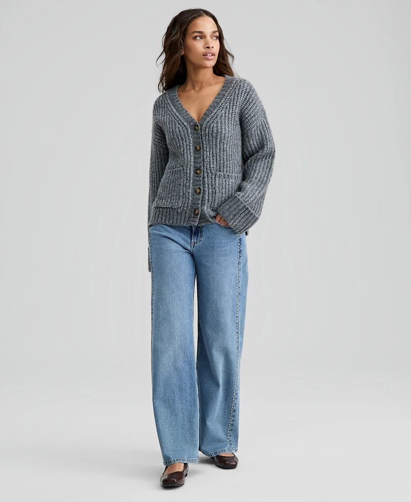 And Now This Petite Chunky V-Neck Cardigan Sweater, Macy's Exclusive