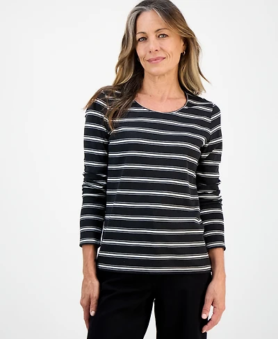 Style & Co Petite Floral Print Long Sleeve Top