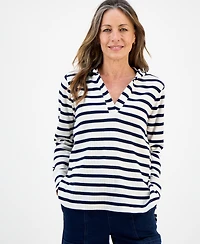 Style & Co Petite Striped Waffle-Knit Pullover Hoodie, Macy's Exclusive