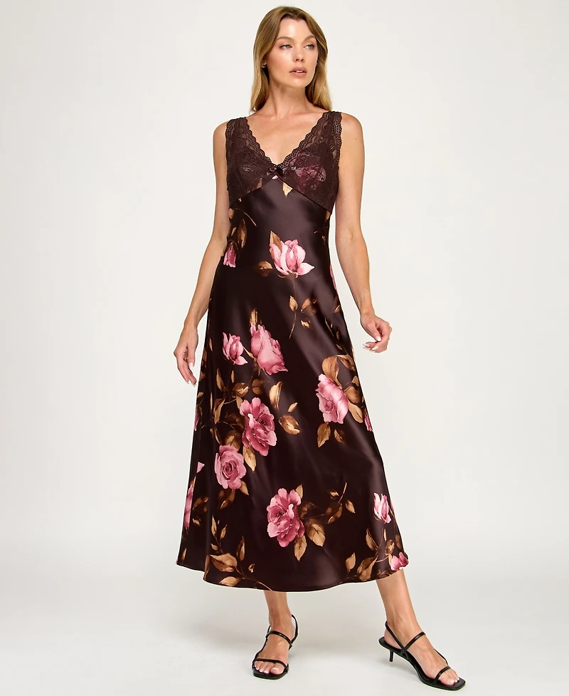 Row A Women's V-Neck Pull-On Midi Dress