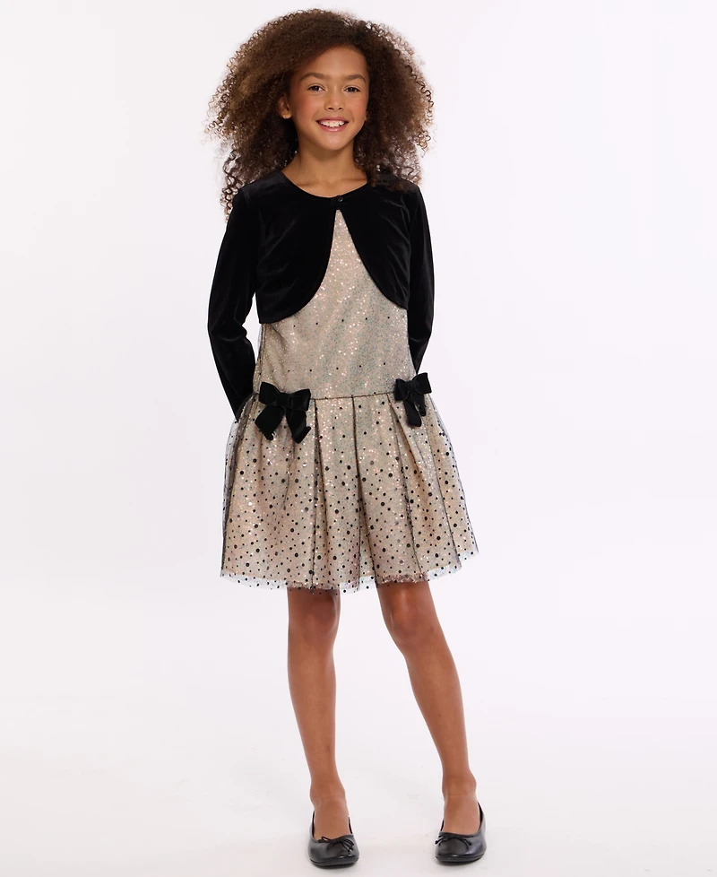 Bonnie Jean Girls 7-16 2-Piece Sequin Dot Dress and Cardigan Set