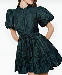 Modenaire Women's Jacquard Puff-Sleeve Mini Dress
