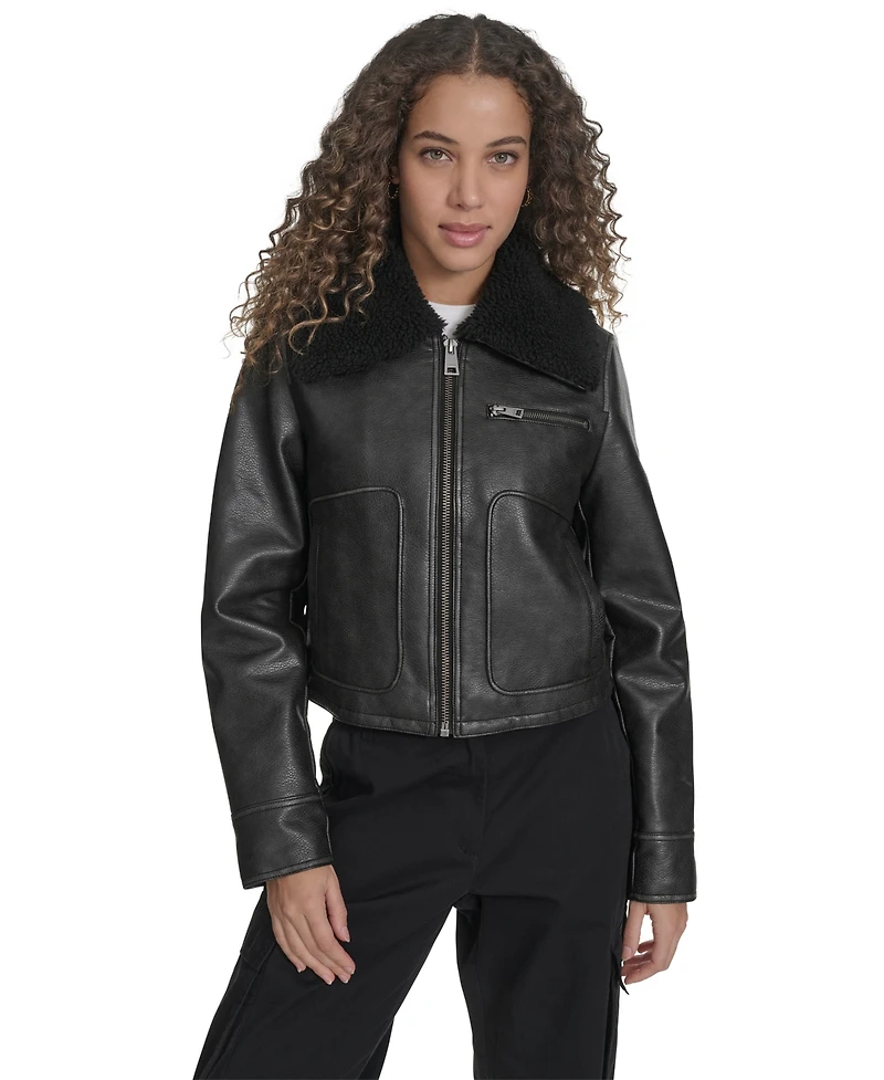 Levi's Women's Regular Faux Leather Aviator Jacket