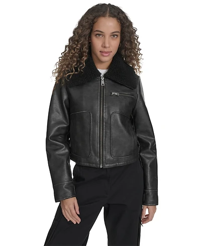 Levi's Women's Regular Faux Leather Aviator Jacket