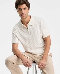 Alfani Men's Short-Sleeve Diamond Zip Polo Sweater, Macy's Exclusive
