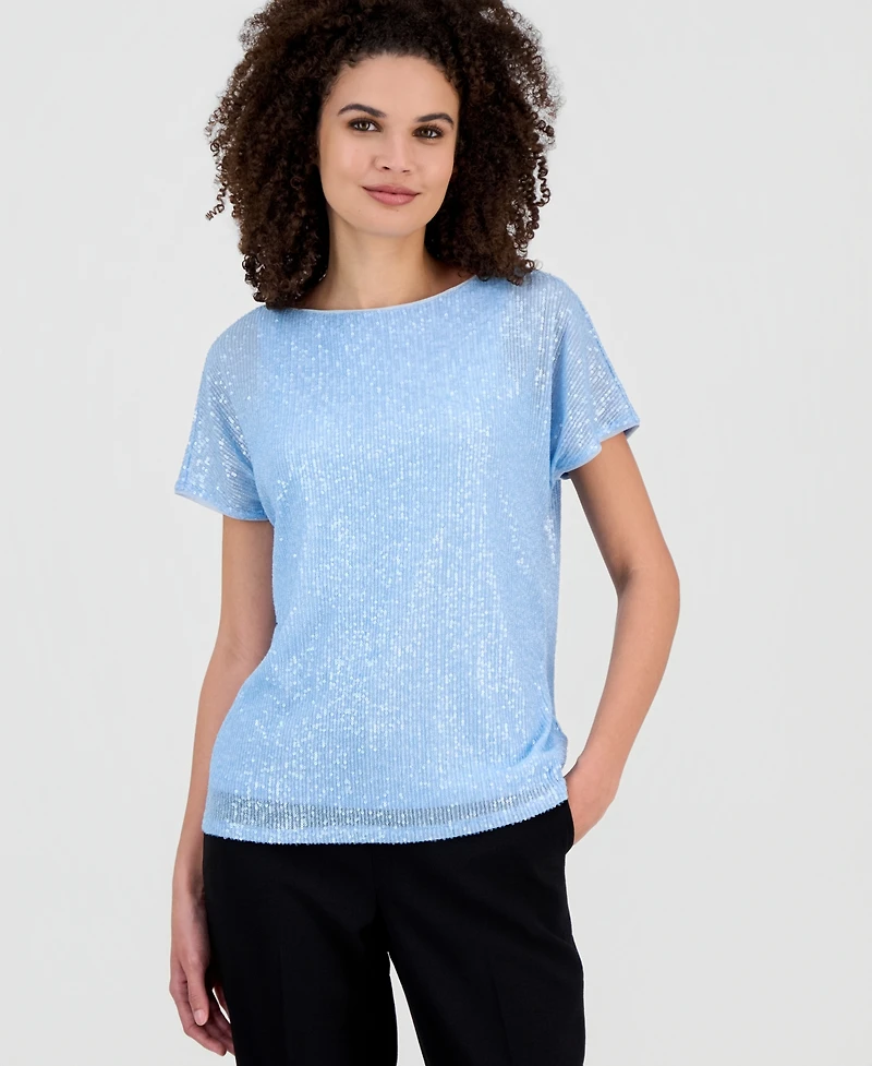 Anne Klein Women's Short-Sleeve Sequin T-Shirt