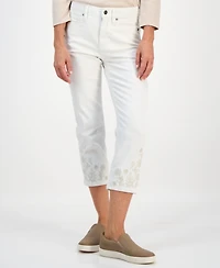 Style & Co Petite Embroidered Cuff High Rise Capri Jeans, Macy's Exclusive